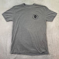 Zero Foxtrot T-Shirt Men's Medium Gray Red Blue Skull USA Flag ZF Logo Tattered