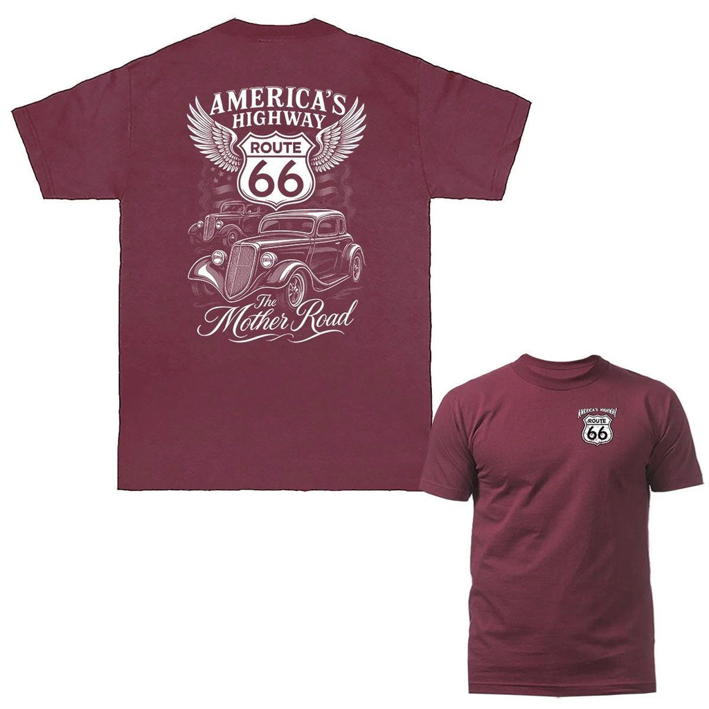 The Mother Road America's Highway Route 66 Hot Rod T-shirt