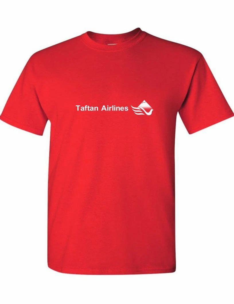 Taftan Airlines White Logo Tee Persian Iranian Air Travel Red Cotton T-shirt