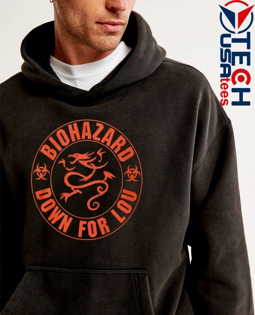 Biohazard and down for lou logo shirt