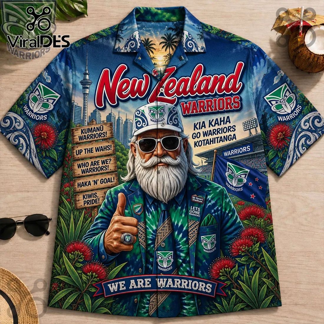New Zealand Warriors Kia Kaha Hawaiian Shirt