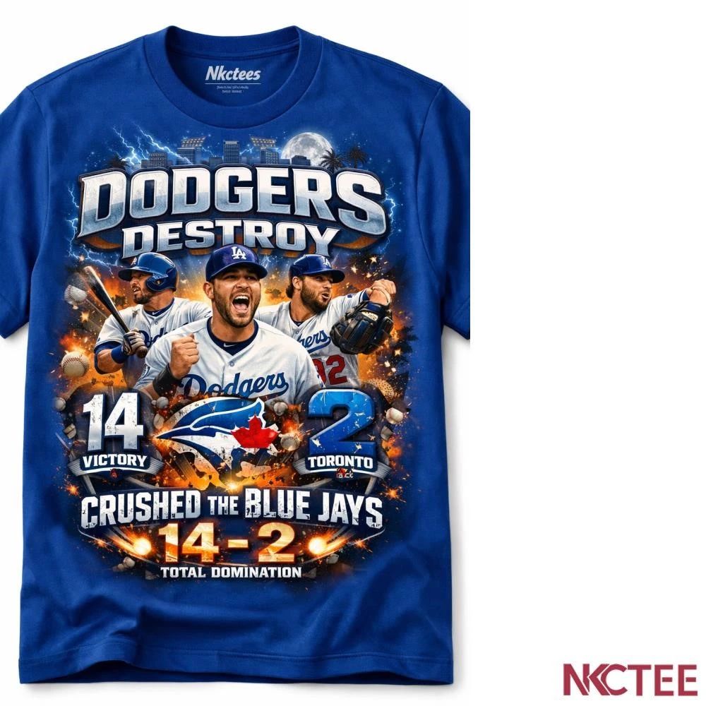 NKCtees Dodgers Total Domination 14-2 Los Angeles Baseball Blowout Victory shirt