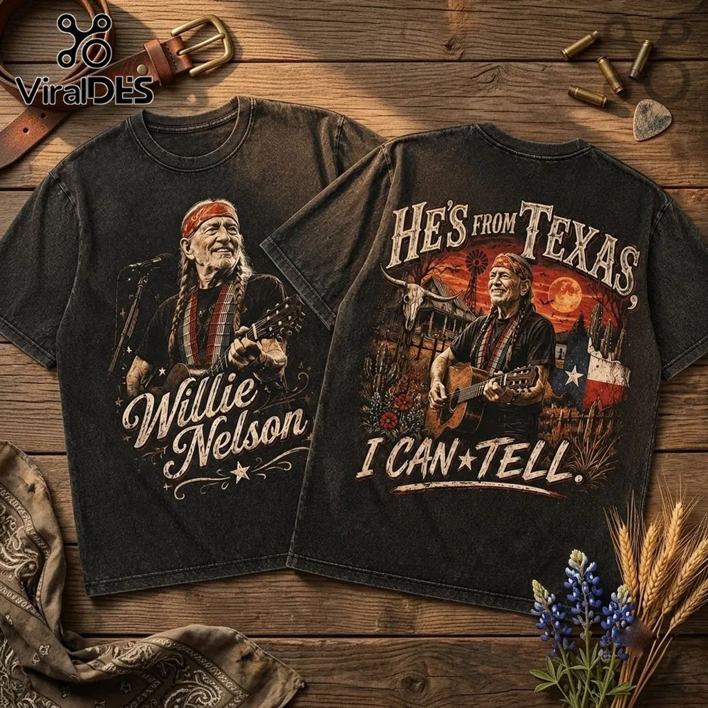 Willie Nelson He Is From Texas Vintage Washed T-Shirt