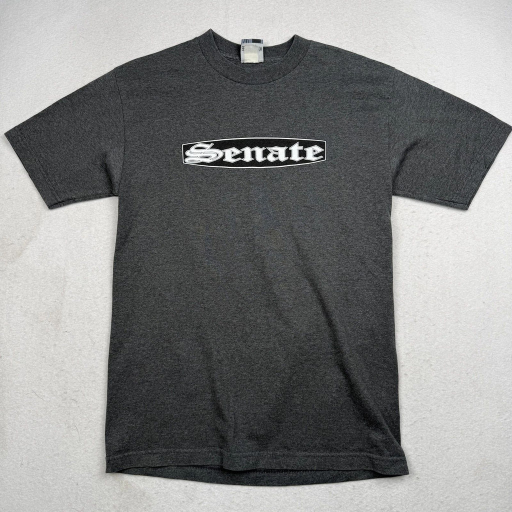 Vintage Senate Shirt Mens Medium Gray Logo Graphic Skate Brand Streetwear
