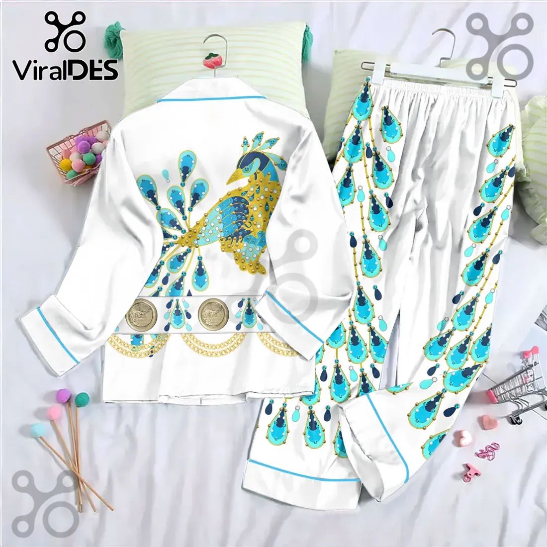 Elvis Presley Peacock Satin Pajama Set