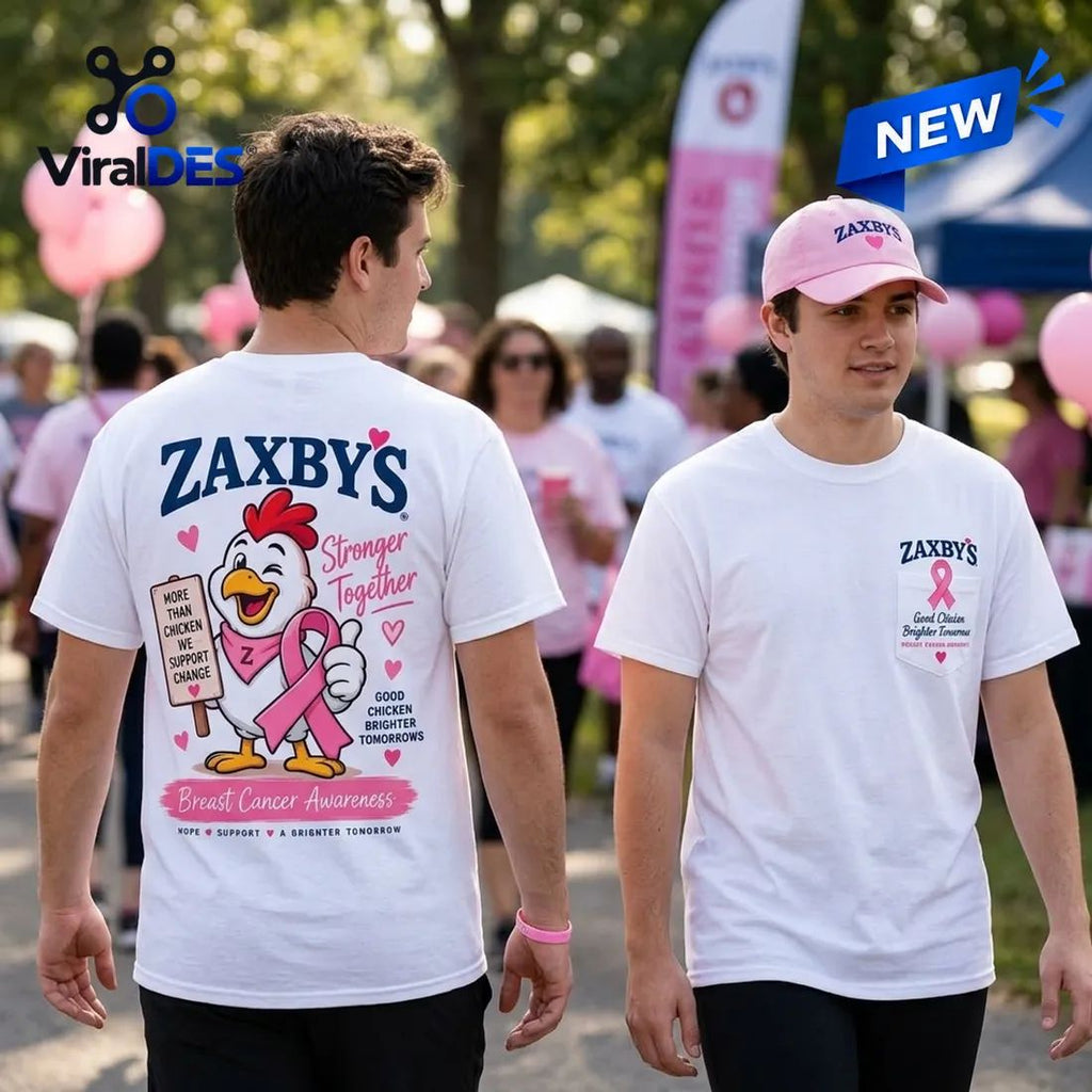 Zaxby’s Breast Cancer Awareness Pink Ribbon White Shirt
