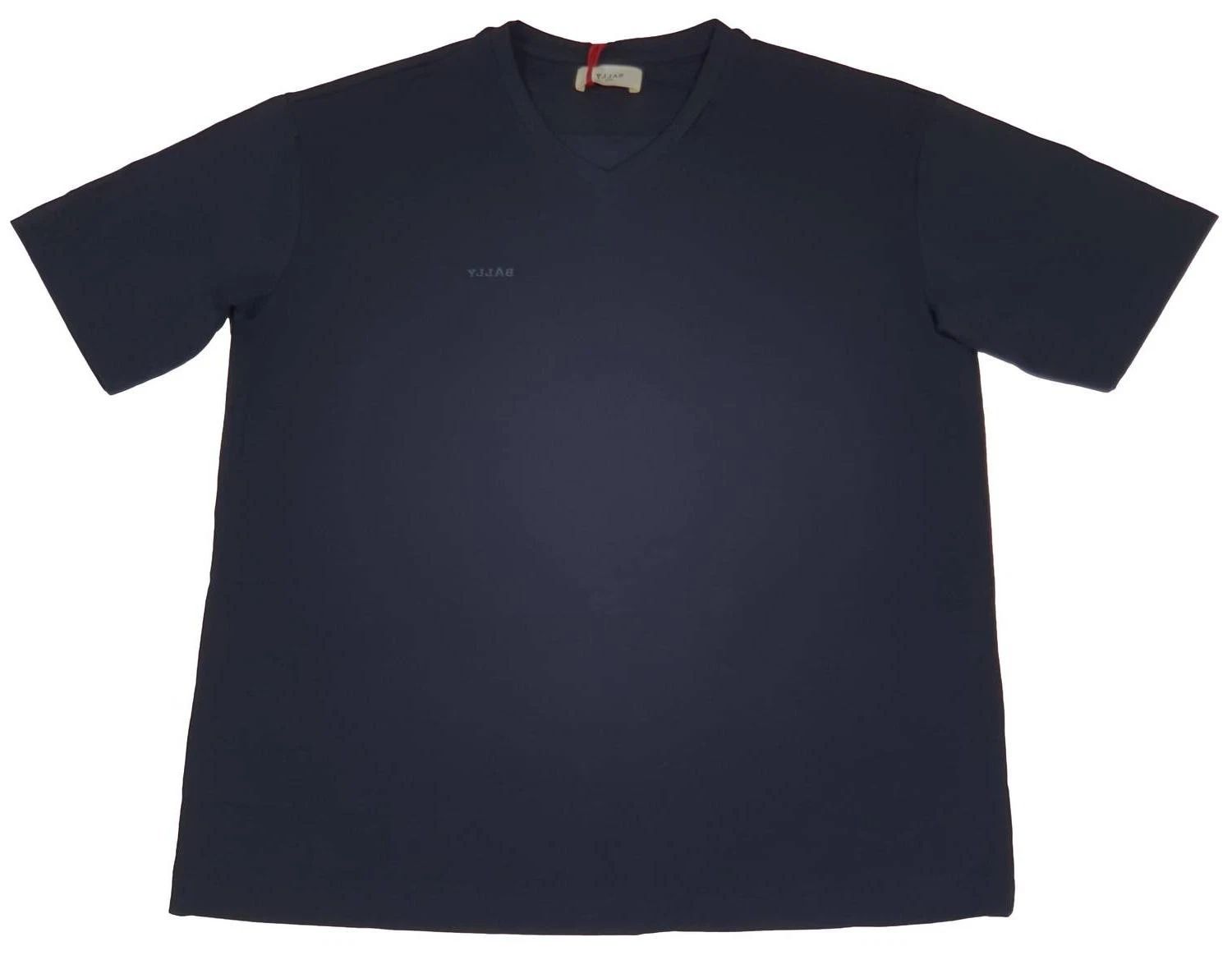 Bally Men's Short Sleeve V-Neck Logo T-Shirt Navy Blue