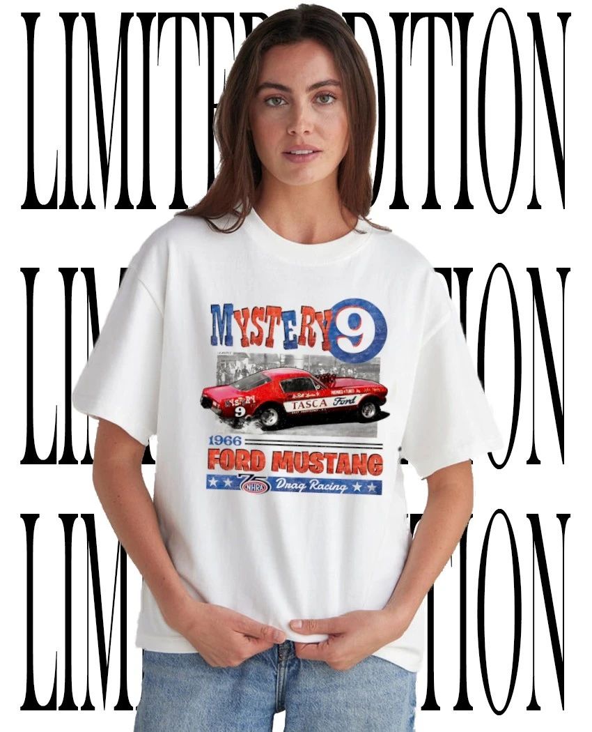 NHRA Ford Mustang Mystery 9 1966 Tasca Drag Racing tee