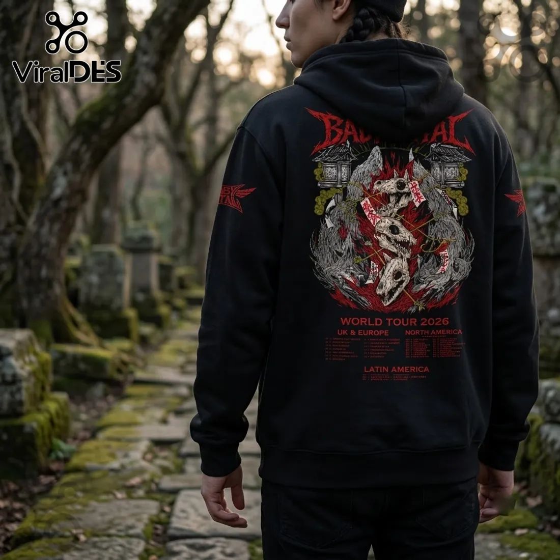 Babymetal 2026 World Tour Wolf Mascot Black Hoodie