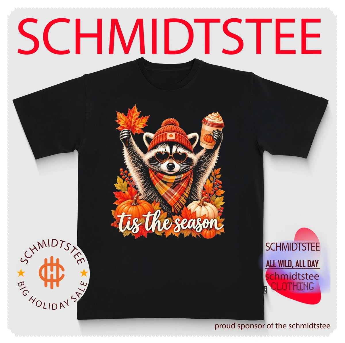 Raccoon tis the season illustration shirt