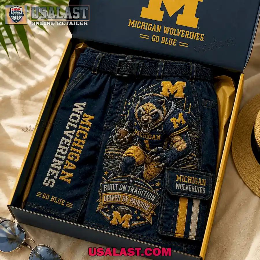 Michigan Wolverines Built On Tradition Driven By Passion Go Blue Men Cargo Short