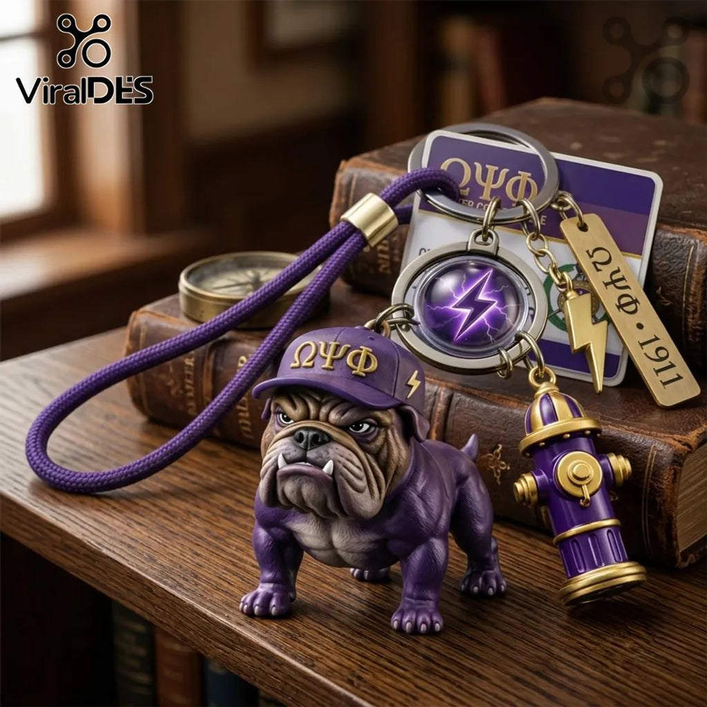 Omega Psi Phi Bulldog Mascot Purple Keychain