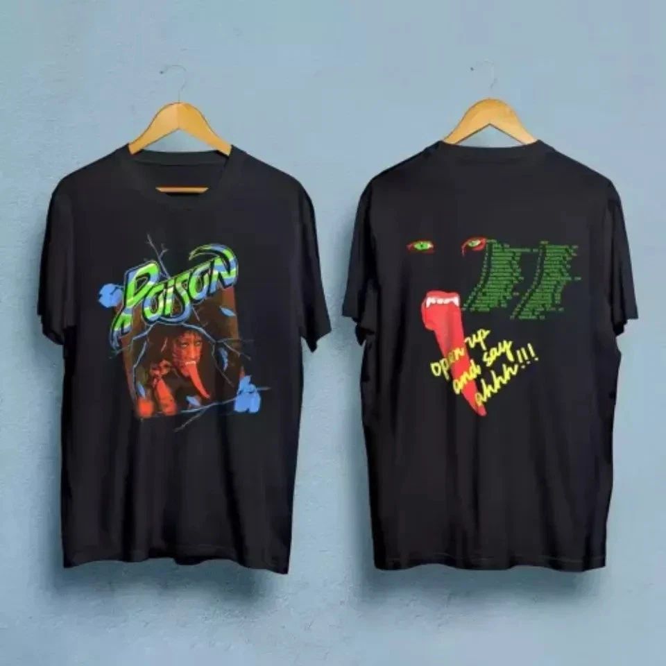 Vintage 80s POISON Open Up And Say Ahh! BANNED 1988 tour concert band Music T-Sh