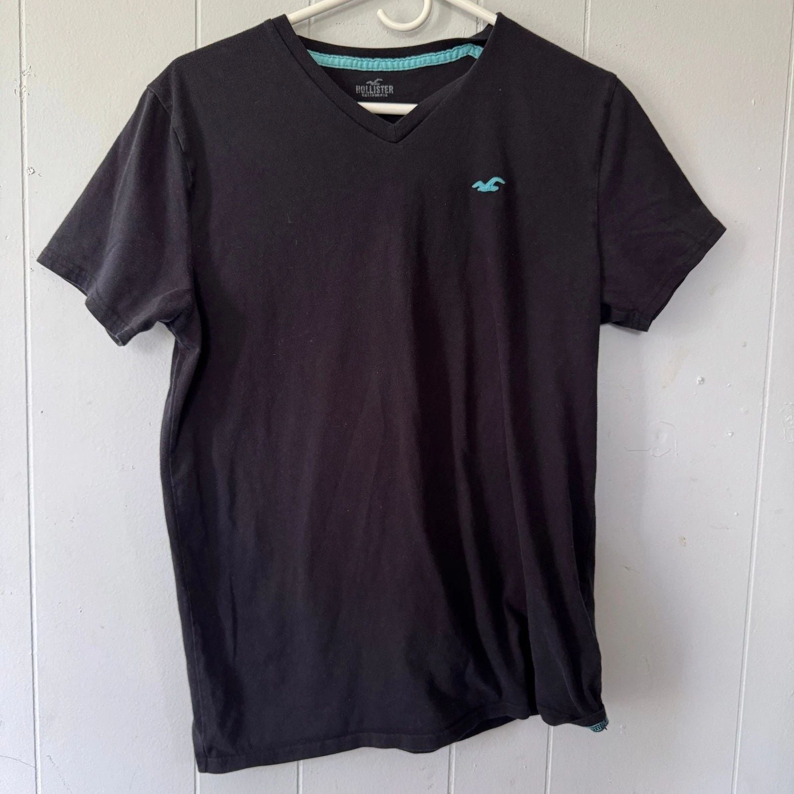 Hollister California Mens Graphic Tee Black Short Sleeve Seagull Logo Shirt M