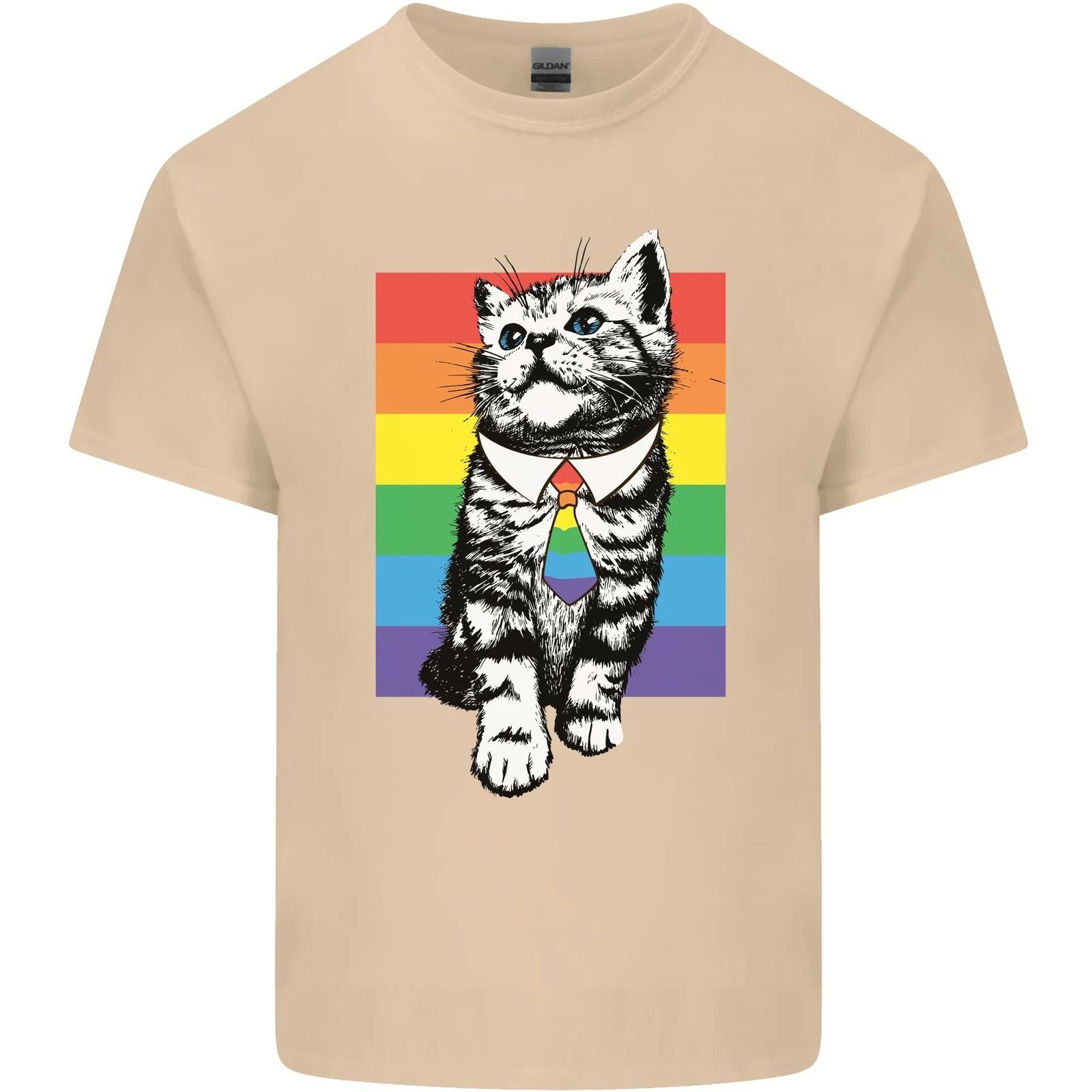 LGBT Cat Gay Pride Day Awareness Mens Cotton T-Shirt Tee Top