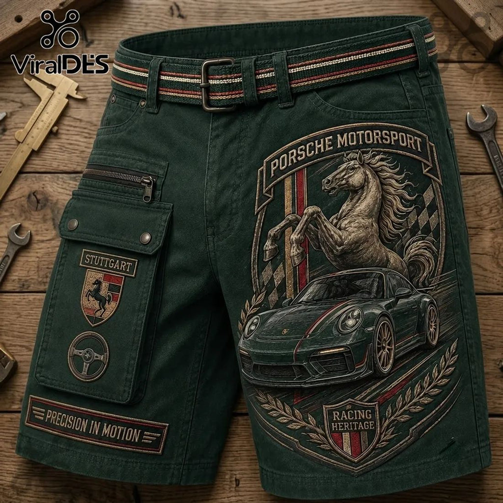 Porsche Motorsport Embossed Cargo Casual Shorts