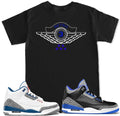 Retro 3 Blue T Shirt to match with Air Js Retro 3 True Blue Cement Shoes