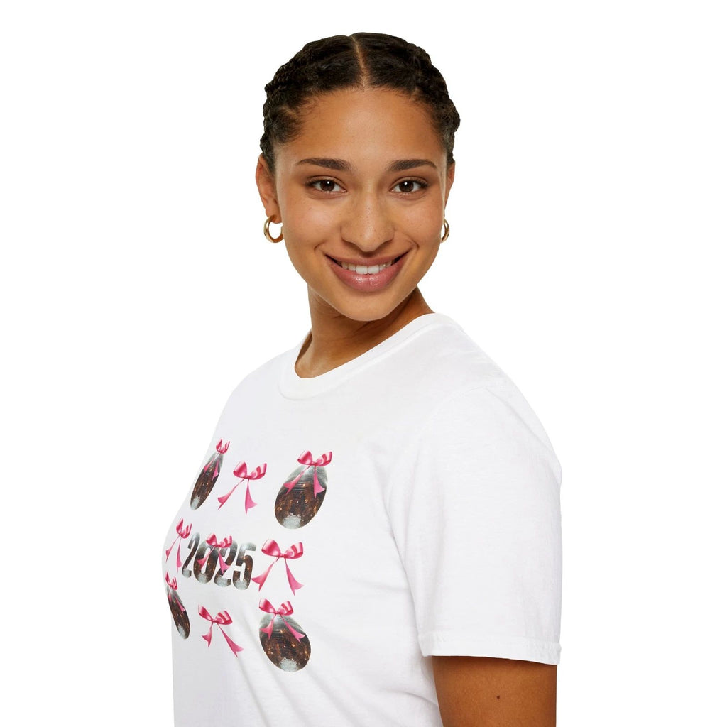 Coquette New Years Shirt 2025 Disco Coquette Bow Tshirt NYE Outfit Trendy Tshirt