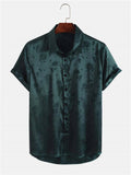 Men's Floral Shirt Casual Slim Shirts Short Sleeve Button Down Tops Blouse