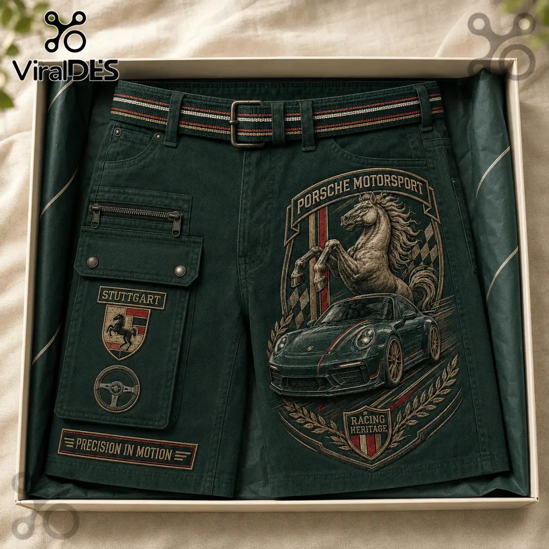 Porsche Motorsport Embossed Cargo Casual Shorts