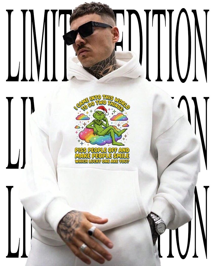 Grinch Sitting on Rainbow Cloud I Came into This World to Do Two Things Piss People Off and Make Smile Which Lucky One Are You shirt