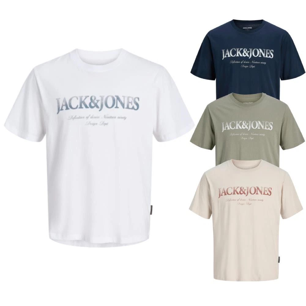 Jack & Jones Men’s Logo Print T-Shirt Short Sleeve Crew Neck Regular Fit T Tops
