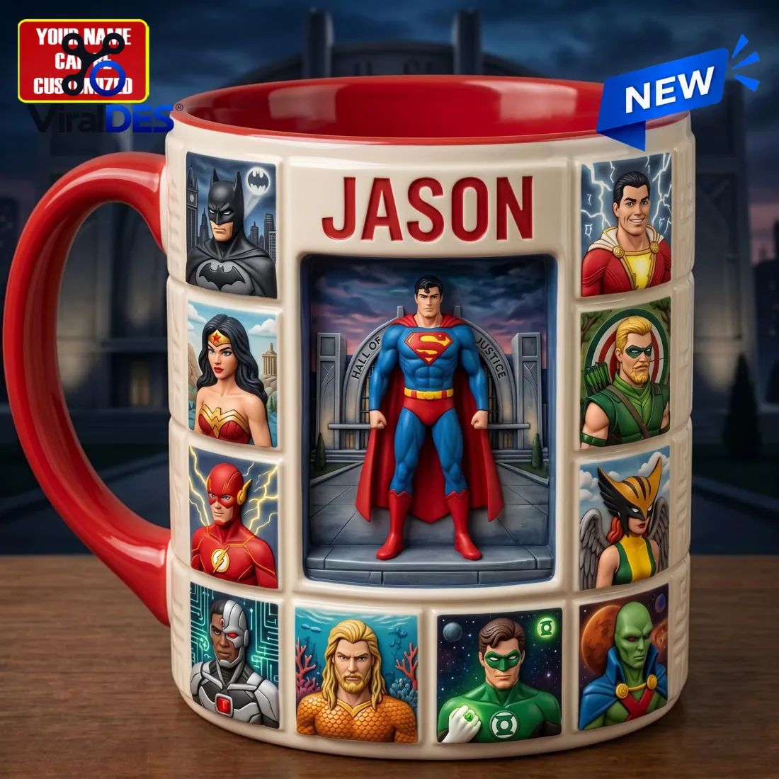 Justice League Character Diorama Ceramic Mug