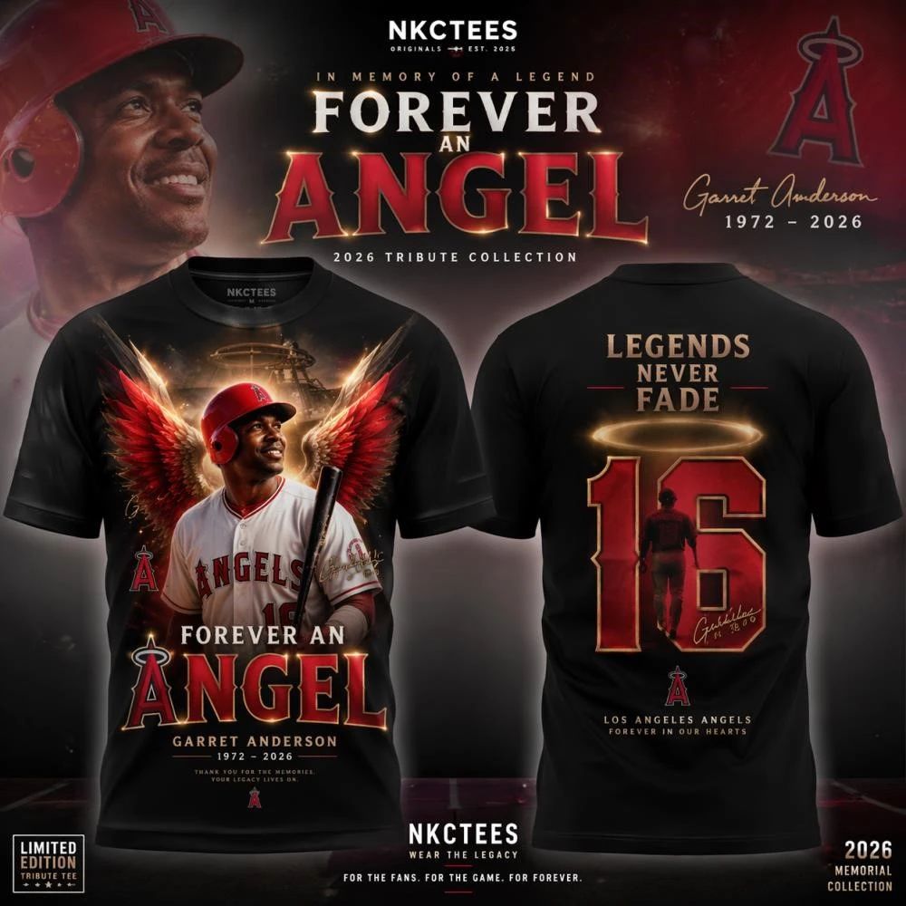 Garret Anderson Forever Angel 2026 Tribute Shirt – Los Angeles Baseball Legend Memorial 16 signature