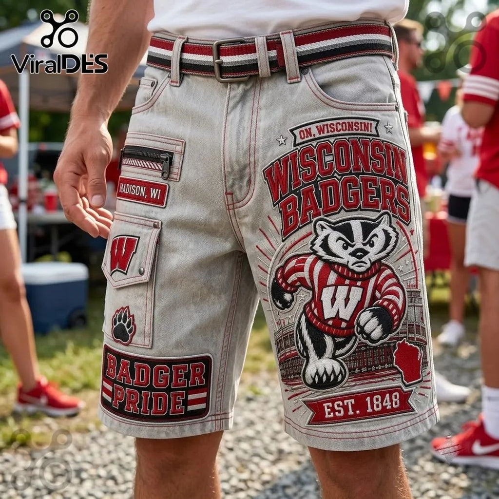 Wisconsin Badgers Embroidered Cargo Shorts