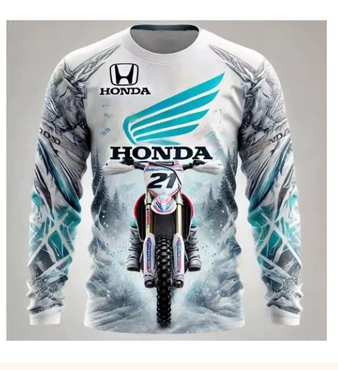 Motorcycle Racing Team Men's Long Sleeve Round Neck T-shirt