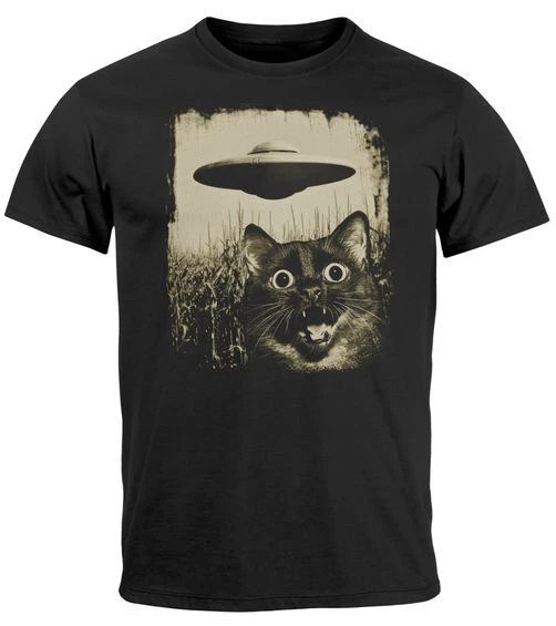 Men's T-Shirt UFO Cat Alien Print Print Print Shirt Men Fashion