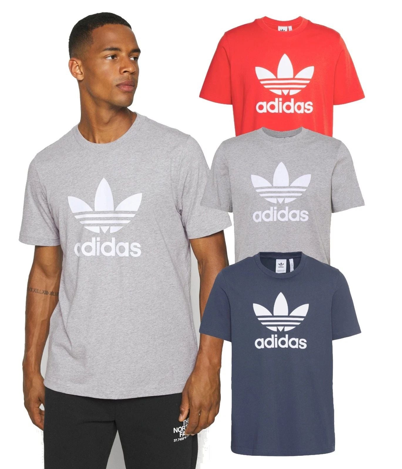 adidas Originals Mens Trefoil Logo T-Shirt  S-2XL sport gym casual navy grey red