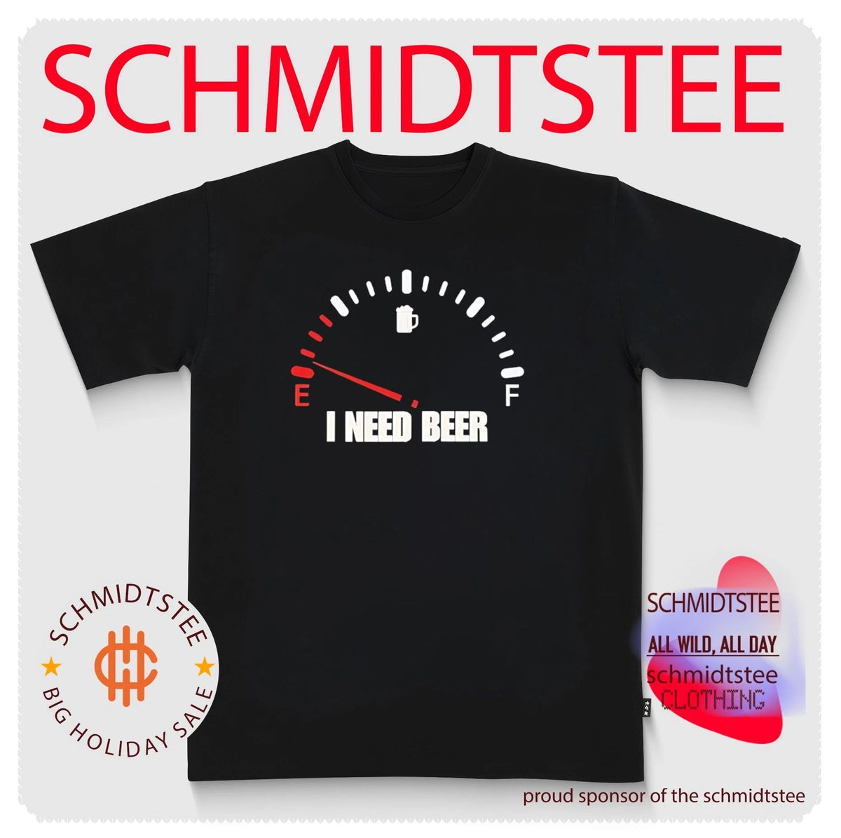 I Need Beer Fuel Gauge drinking funny alcohol shirt
