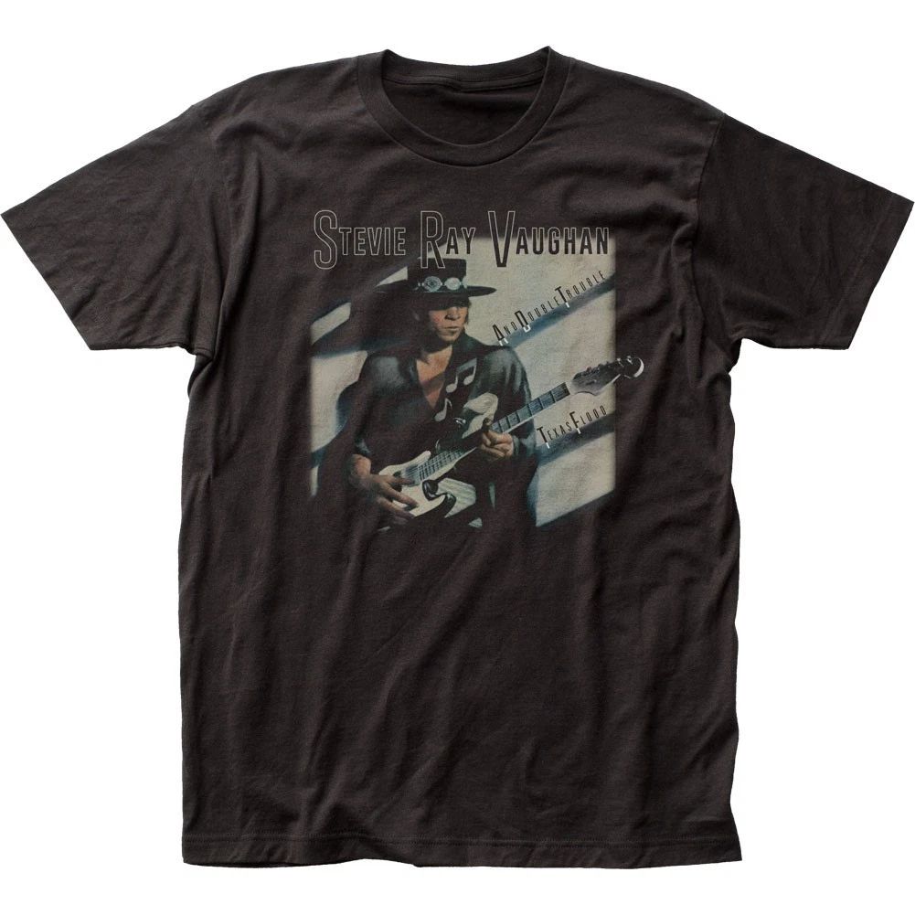 Stevie Ray Vaughan Texas Flood Mens T Shirt Music Classic Concert Band Tee Black