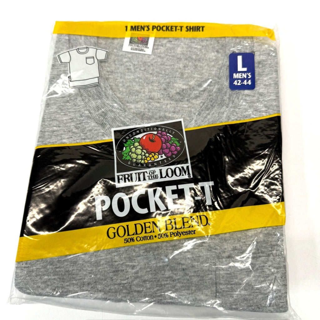 Fruit of The Loom Men's Grey Pocket-T Golden Blend Large 42-44 90s