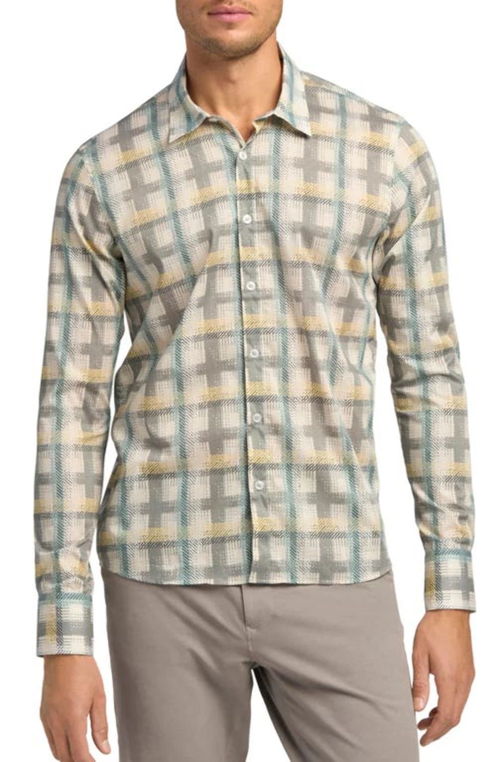 Good Man Brand On-Point Stretch Button-Up Shirt in Modern Twill Plaid, Size X-La