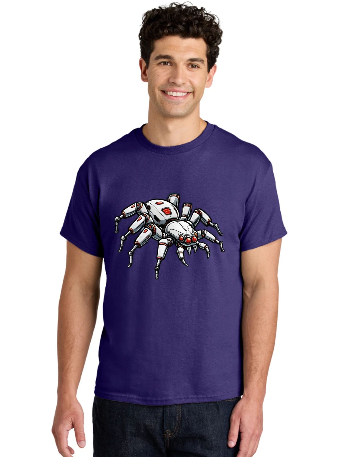 Robot-Spider-7 Mens Graphic Tee, 100% Cotton, Casual Summer Wear