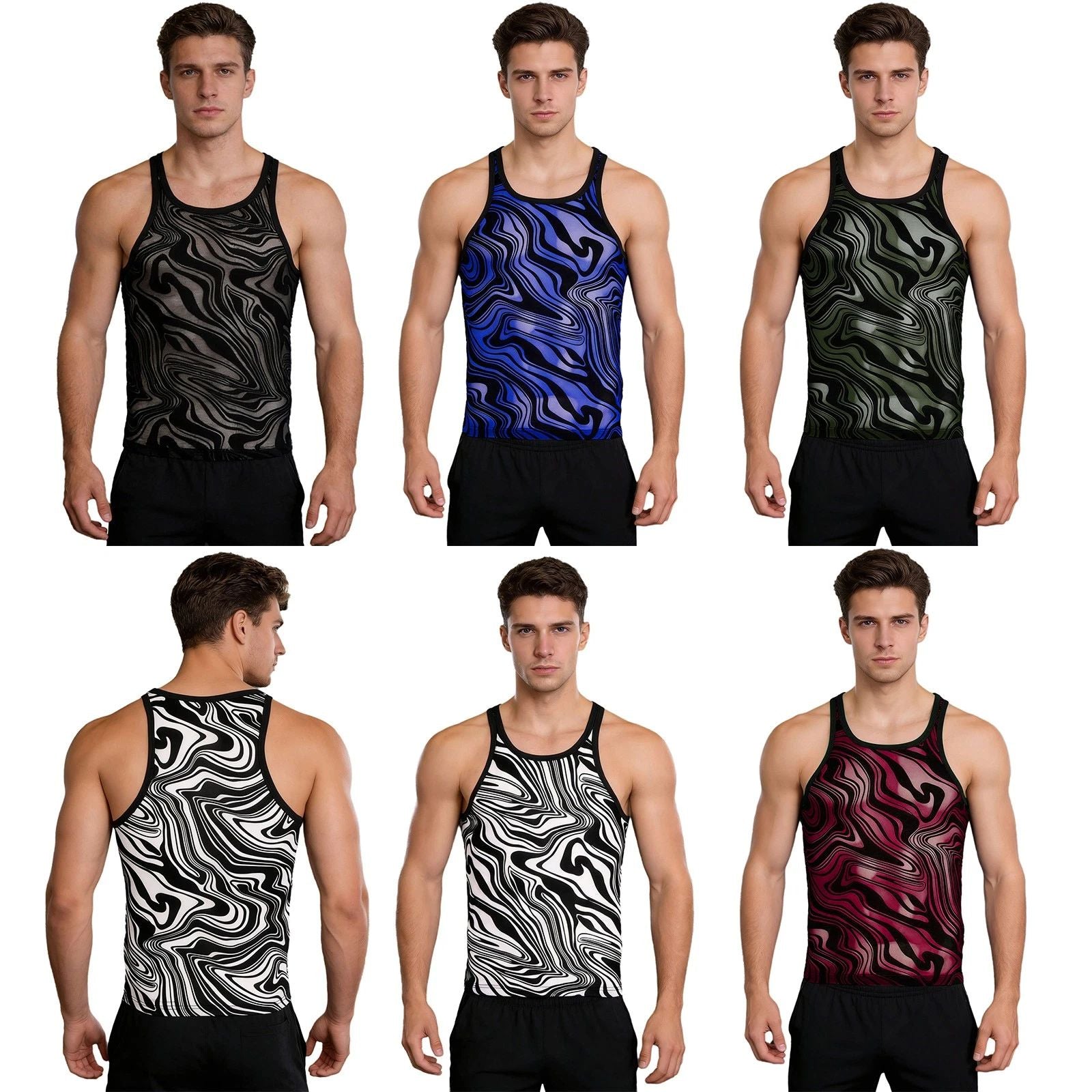 Men's Tank Top Sleeveless T-Shirt Mesh Undershirts Daily Wear Shirts Beach Gym