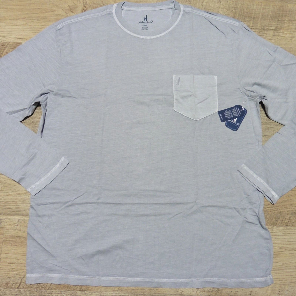JOHNNIE O Mens L LARGE BRENNAN 2.0 T SHIRT STEEL GREY LONG SLEEVE GOLF