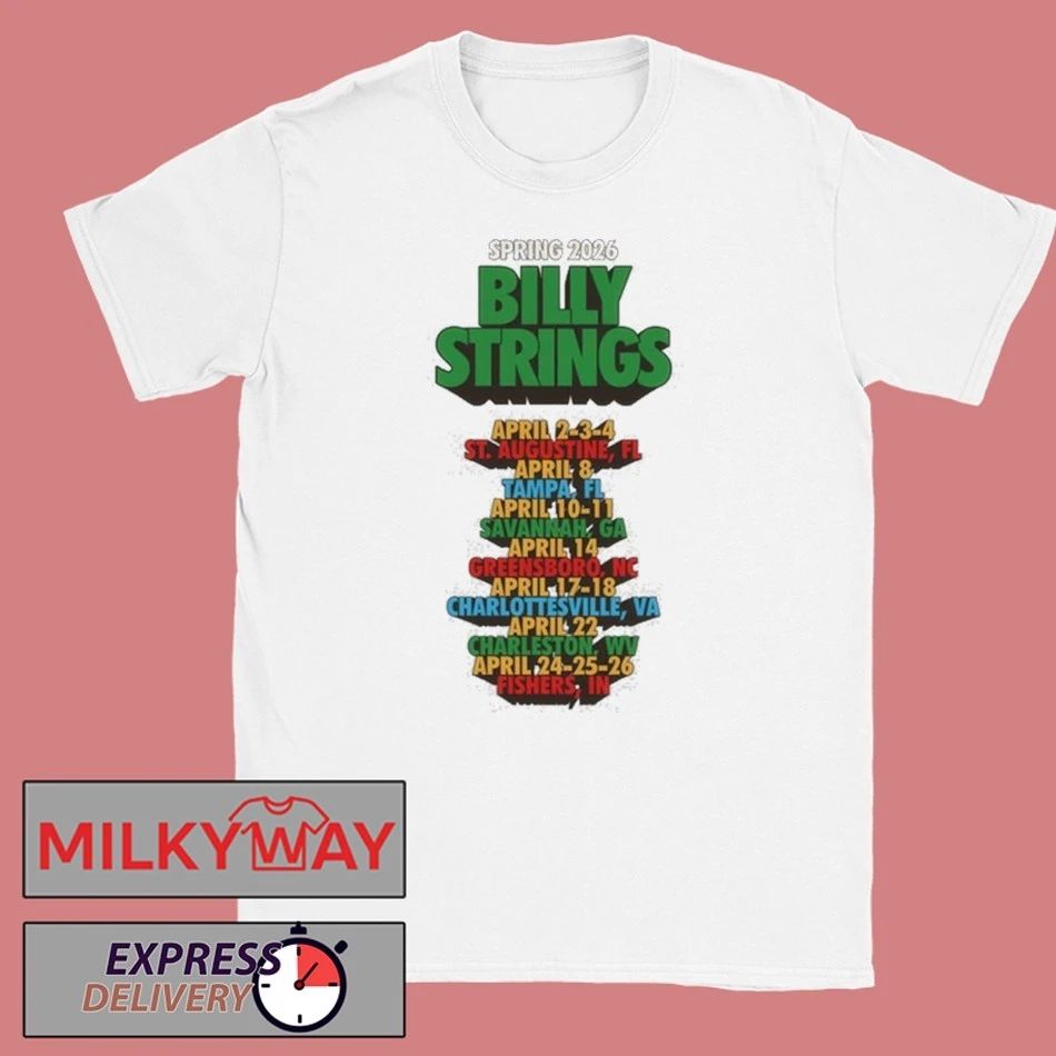 Billy Strings Spring 2026 Tour Funky Text Tee with Dates shirt