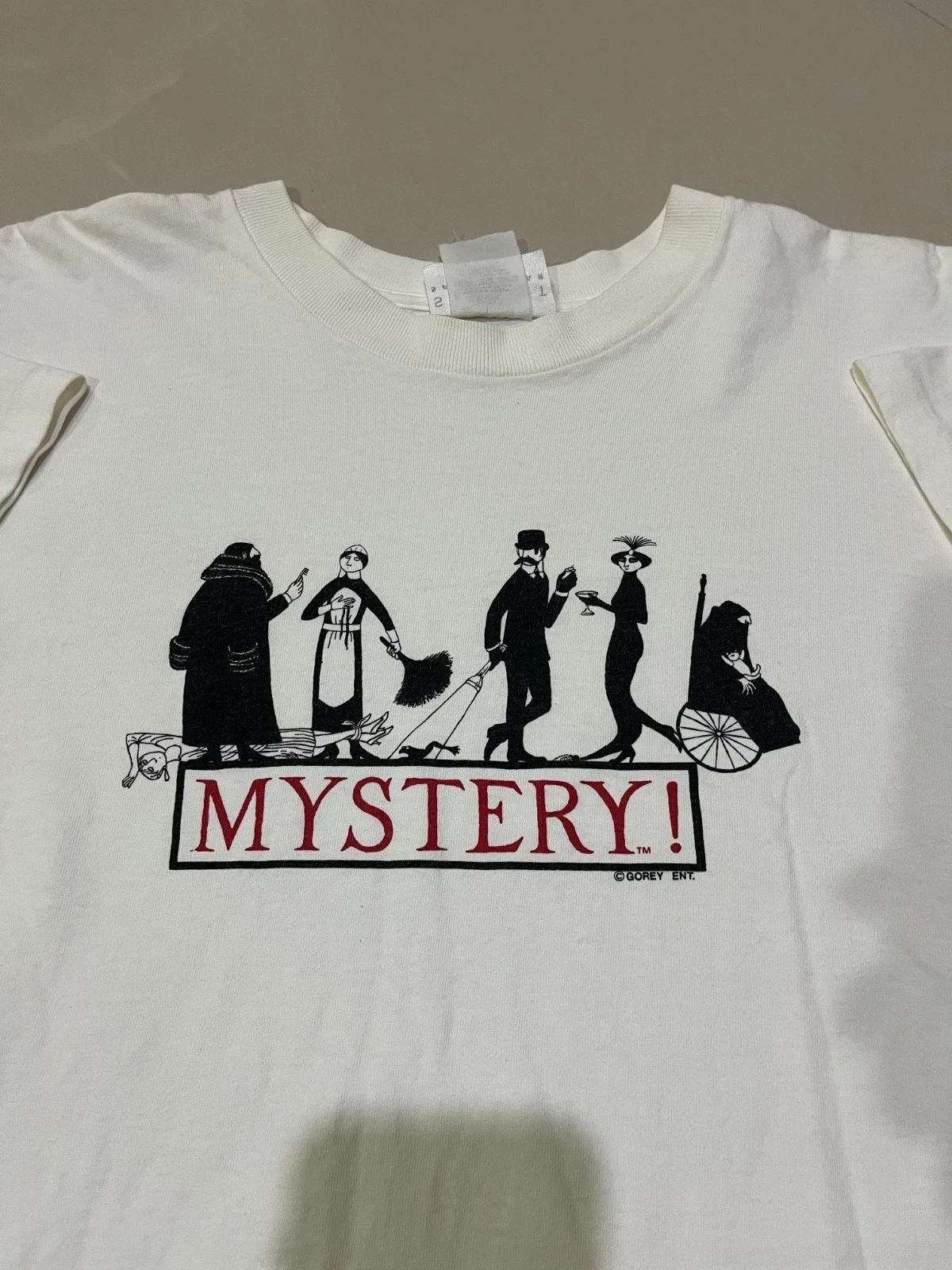 Vintage 90s Edward Gorey Mystery PBS TV Show Promo Shirt Size L