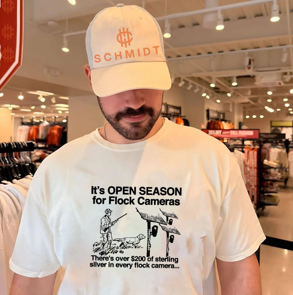 It’s open season for flock cameras there’s over of sterling silver in every flock camera shirt