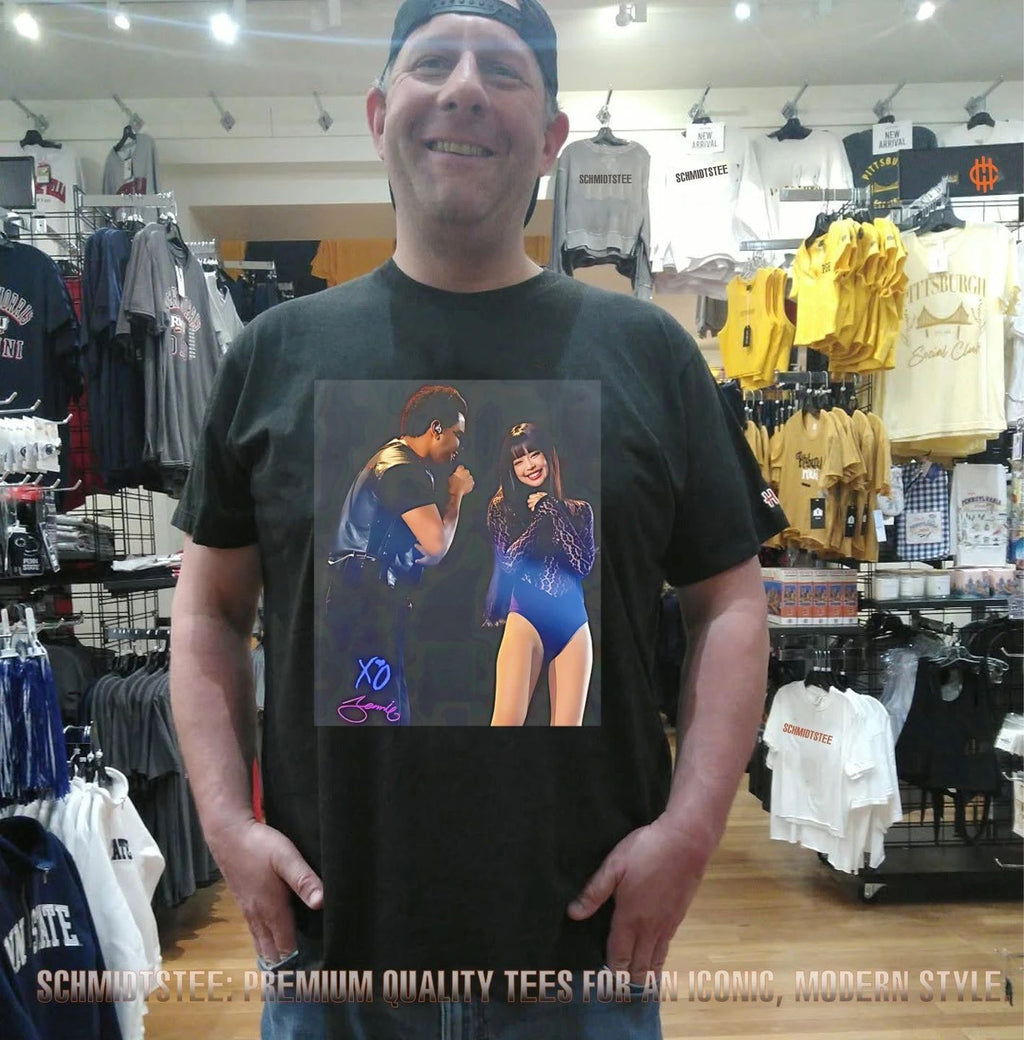 Jennie and The Weeknd on the stage shirt