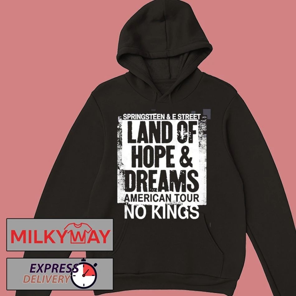 Bruce Springsteen And E Street Land Of Hope And Dreams American Tour 2026 Merch No Kings Black T-Shirt