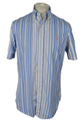 RALPH LAUREN Blue Short Sleeve Shirt size 15.5/39 Mens Custom Fit Striped