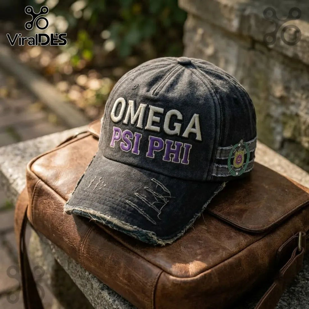 Omega Psi Phi Fraternity Distressed Baseball Cap
