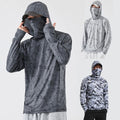 Mens Upf50+ Sun Skin Protection T-Shirt Hoodie Long Sleeve Outdoor Fishing Top *