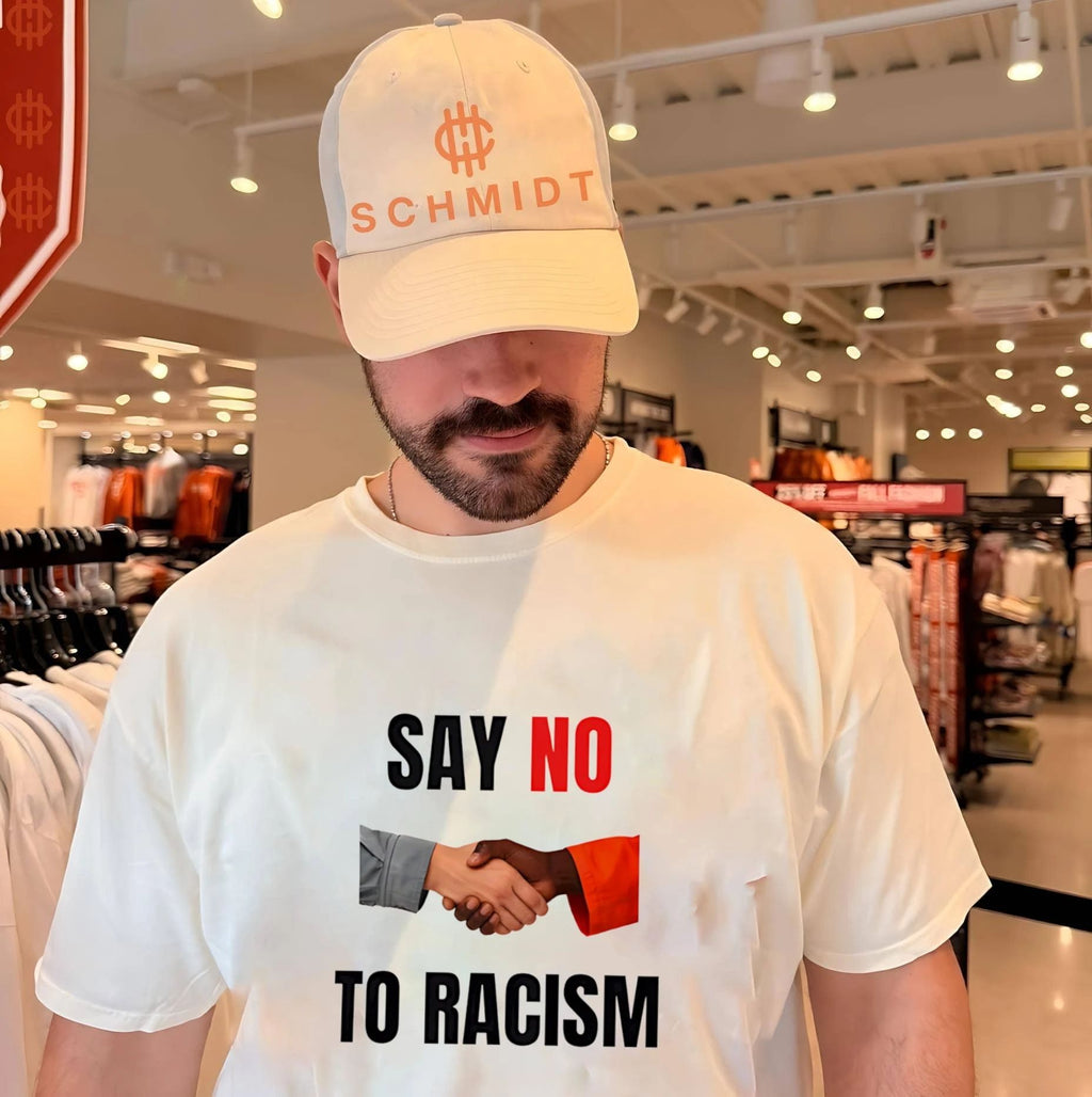 Say no to racism black hand and white hand shirt