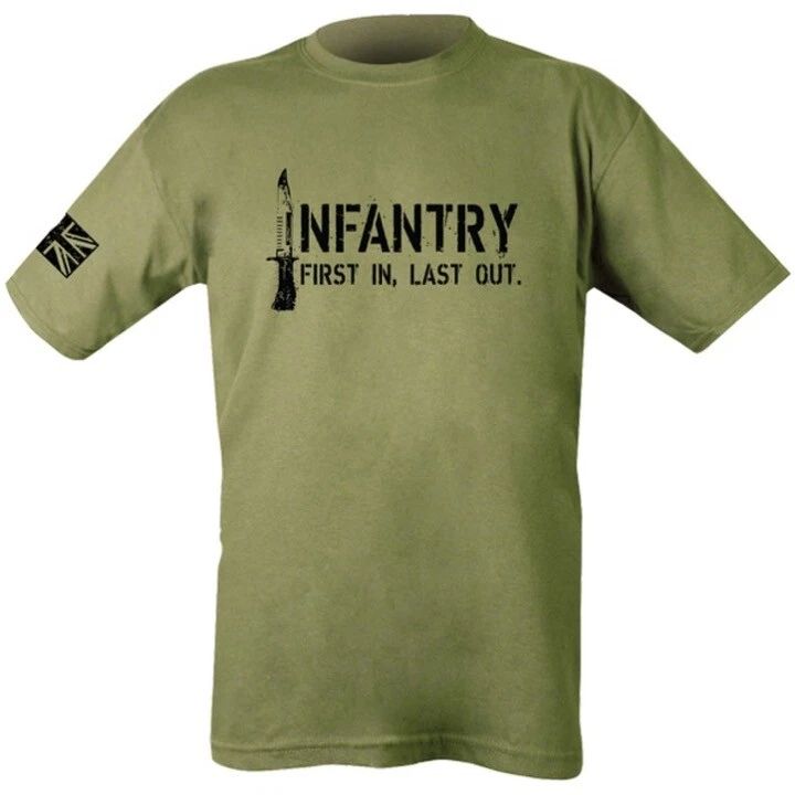 BRITISH ARMY INFANTRY T-SHIRT MENS S-2XL FIRST IN LAST OUT UNION JACK YORKSHIRE