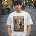 Shinora Urban Animal Graphic T-Shirt Men Streetwear Skate Art Cotton Casual